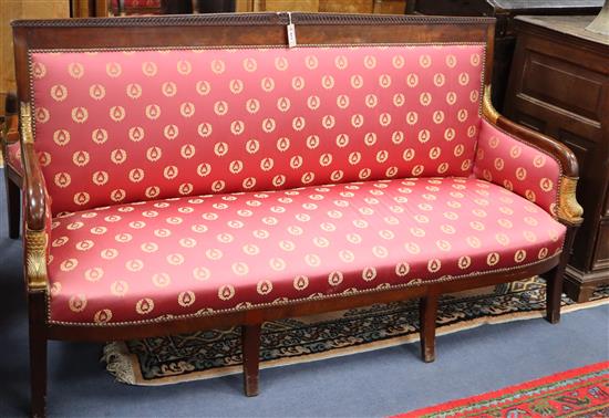 An Empire style parcel gilt upholstered settee W.170cm